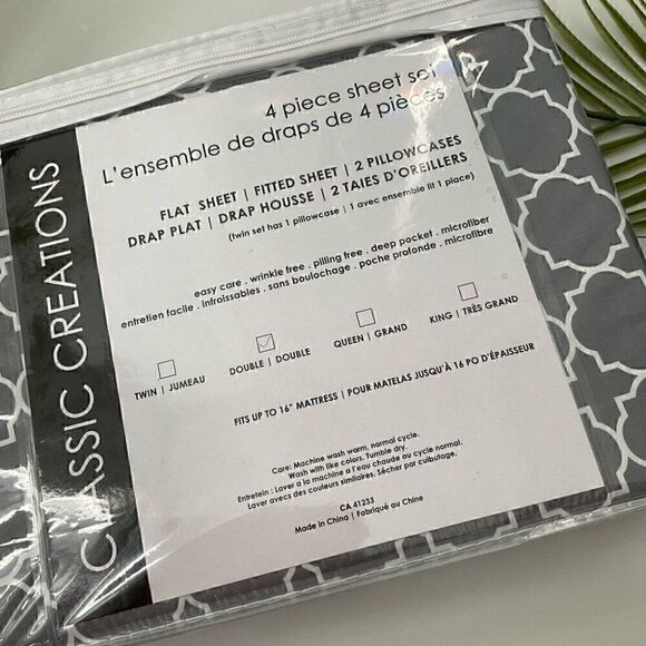 Double 4 pc Microfibre Bedsheets Set NWT - Picture 3 of 5